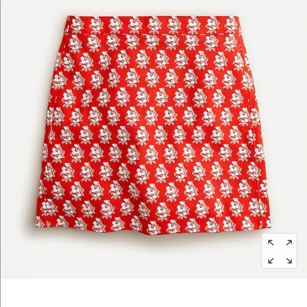 Stretch red floral mini skirt in classic block print J. CREW